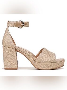 Naturalizer Beige Woven Platform Ankle-Strap Sandal
